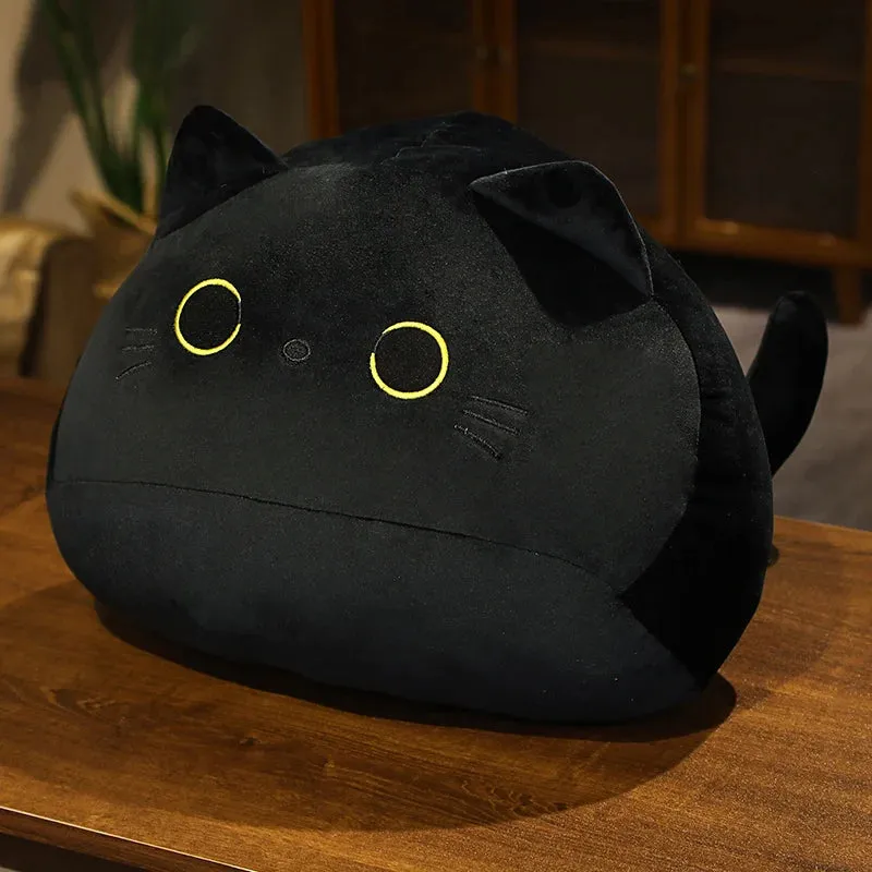 18/40/55cm Kawaii Black Cat Plush Toys Stuffed Soft Round Animal Cat Pillow Nap Cushion Creative Birthday Gift for Kids Children