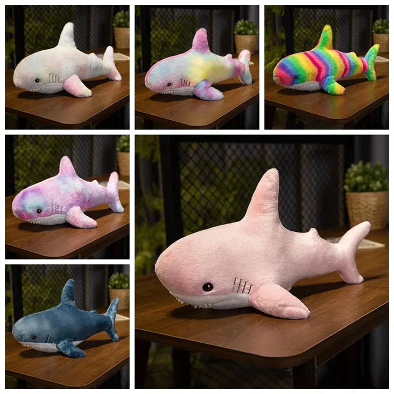 1pc 45/60CM Kawaii Multicolour Plush Shark Plush Toys Cartoon Animal Shark Doll Lovely Birthday Gift for Kids Boys