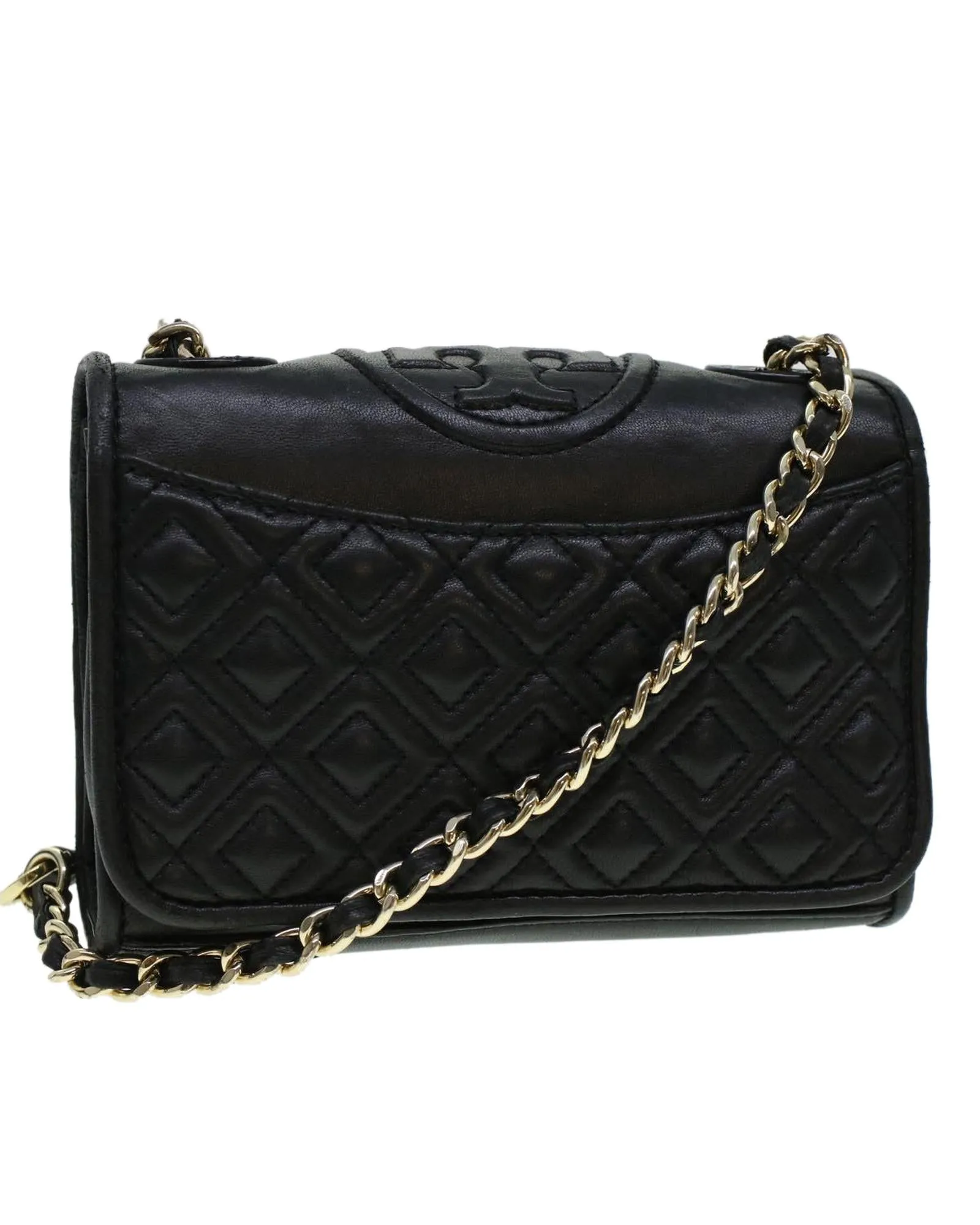 Chain Shoulder Bag Leather Black - Authenticated (Rank B)