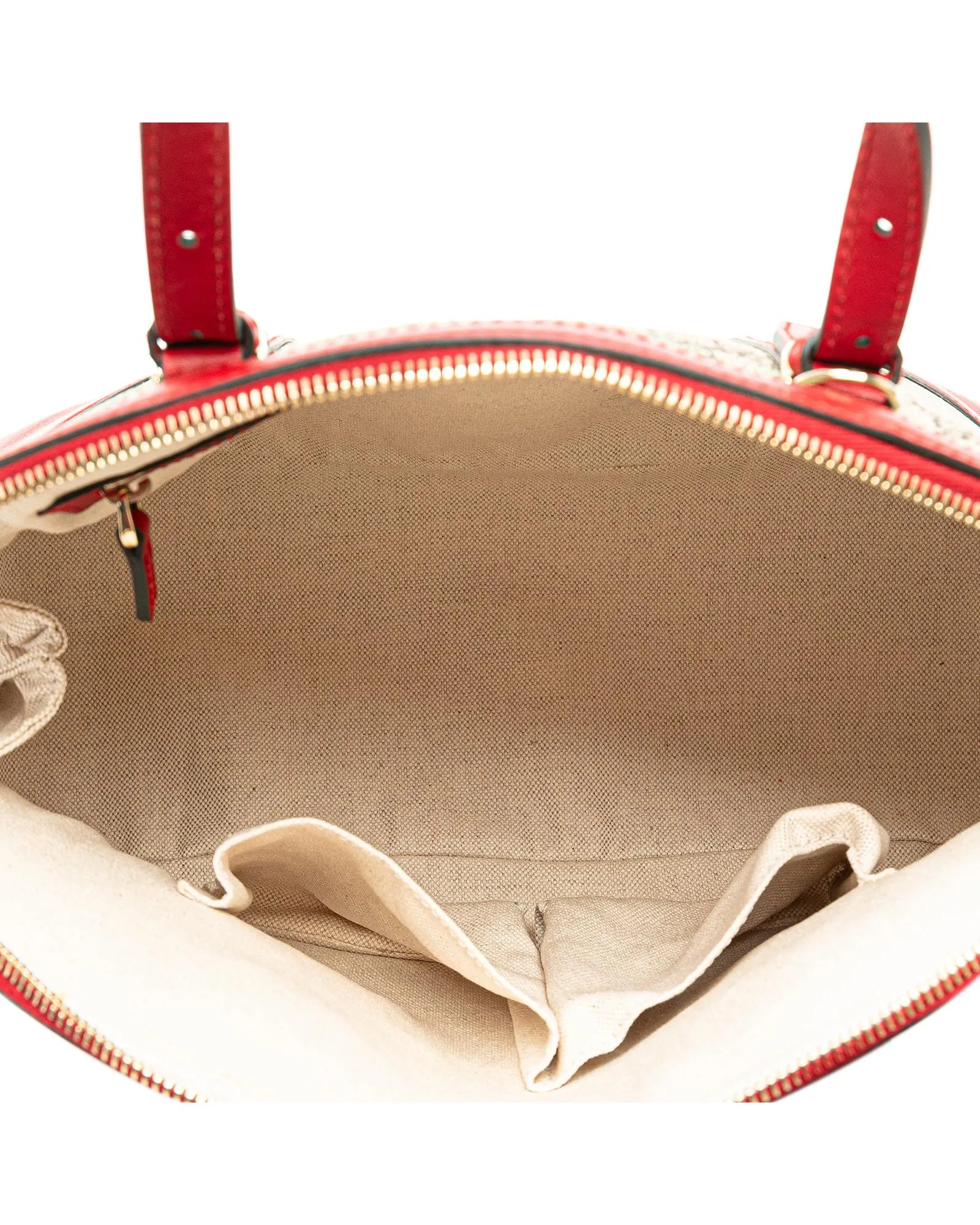 Coated Canvas Dome Satchel with Leather Trim