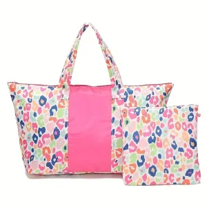 Colorful Leopard Tote w Cover