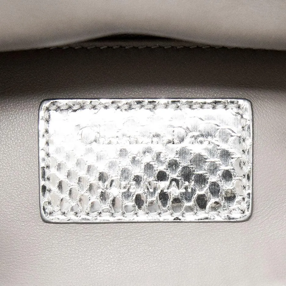 Dior Silver Python Mini Lady Dior Bag