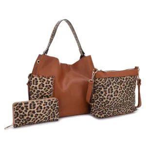 EJ95037L3 Mina Leopard 3 Piece Bag Set