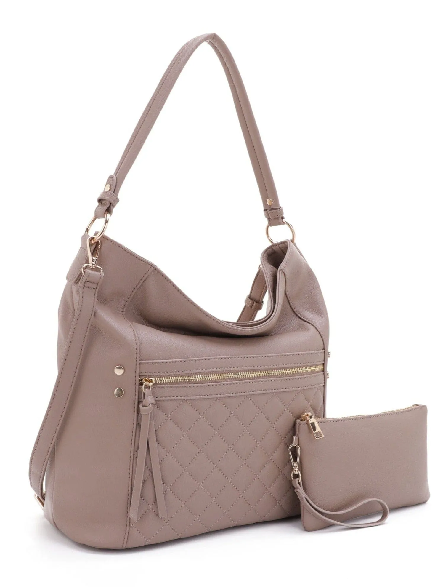 FC20460 Monique Quilted Front Pocket 2 in 1 Hobo Bag Set