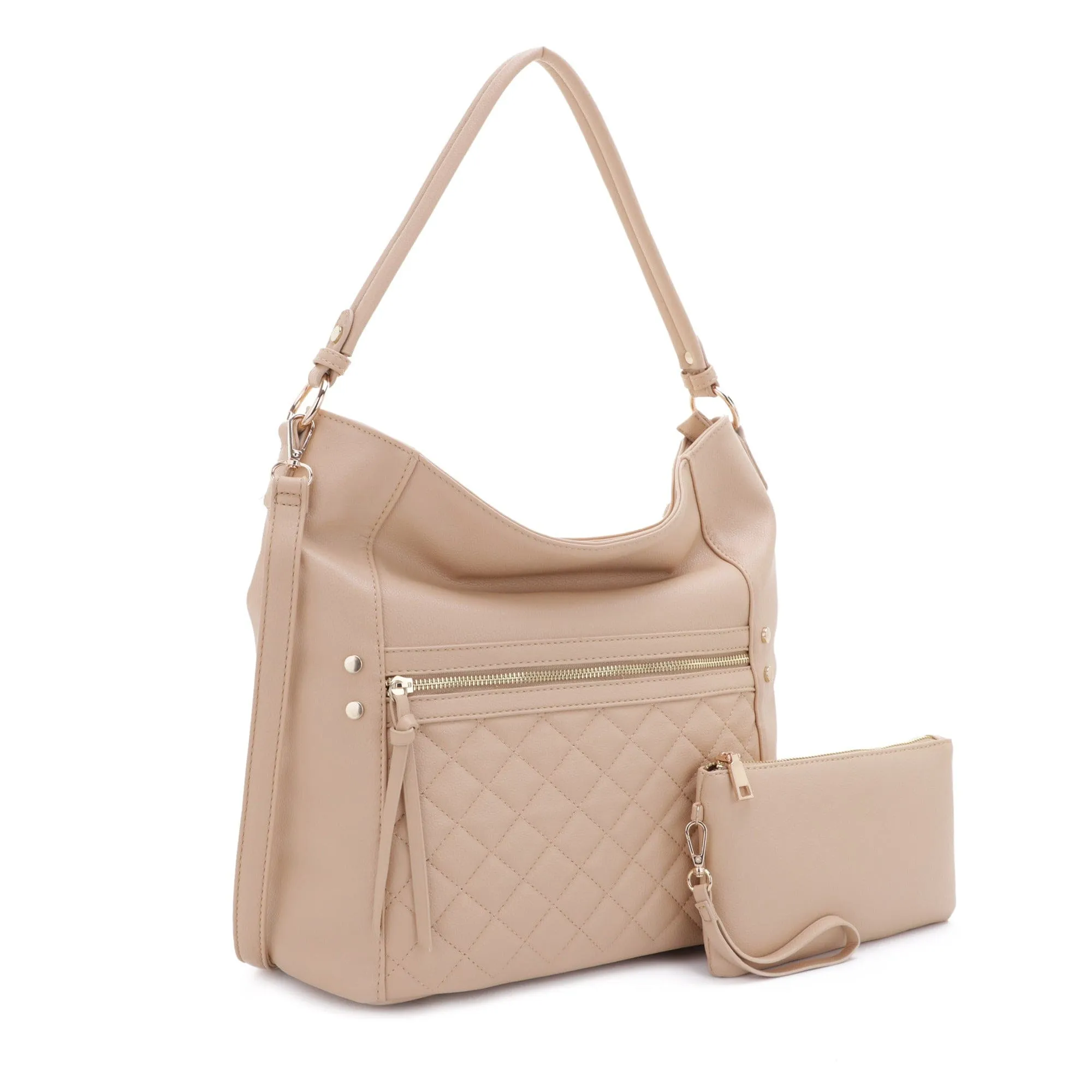 FC20460 Monique Quilted Front Pocket 2 in 1 Hobo Bag Set