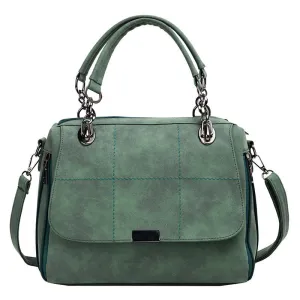 Female Shoulder Bags Large Capacity Matcha Green  Leather Lady Totes Boston Bag for Travel Hand Bags