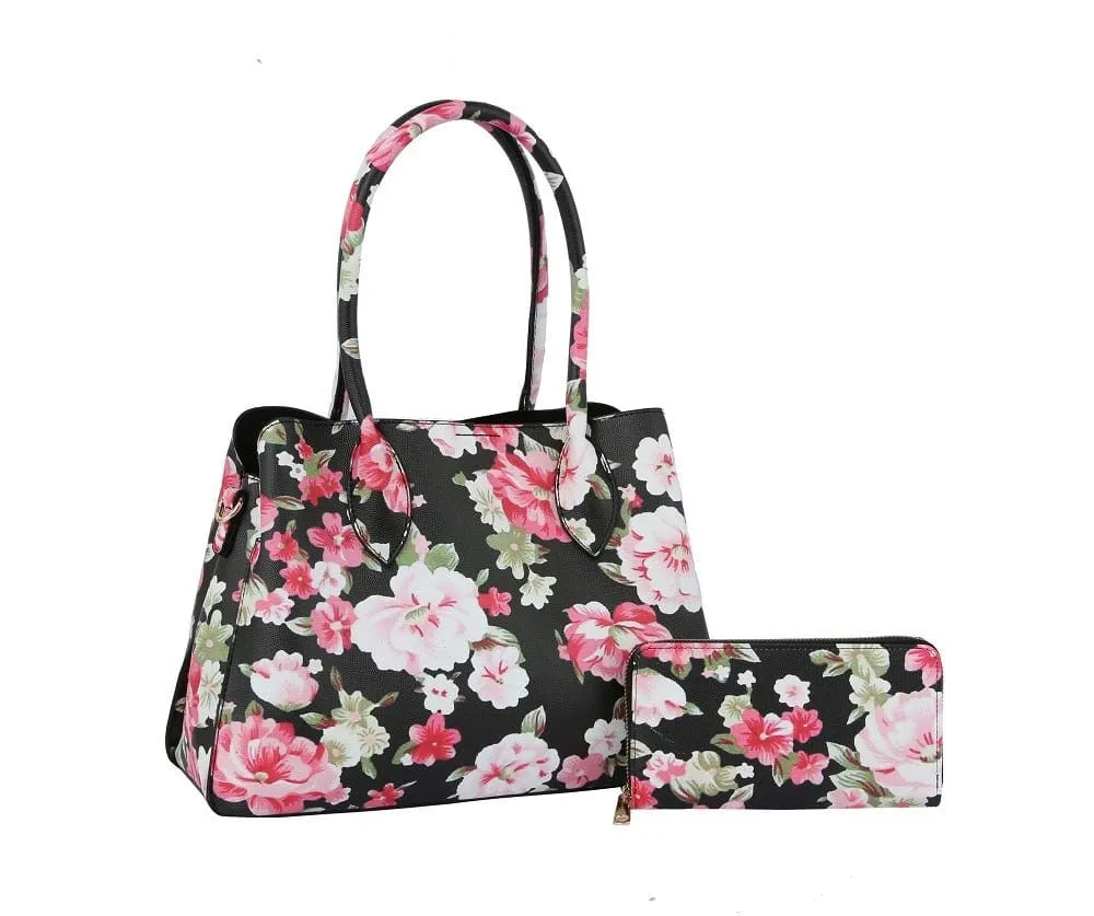 HG0130W Flower Printed 2-in-1 Satchel Handbag