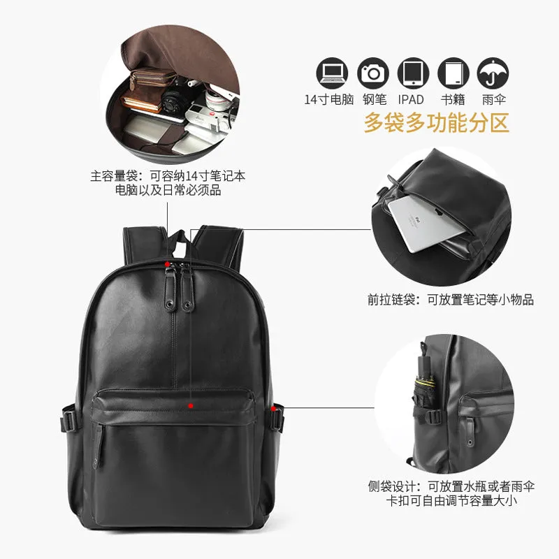 HOTan and NEWn Men's Bag Fashion Trendy Bag Youth Student Schoolbag Cross-Border Leather Backpack Men's Fashion Backpack in Stock Cross-Border