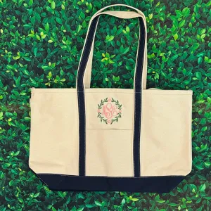 Large Canvas Zip Top Tote