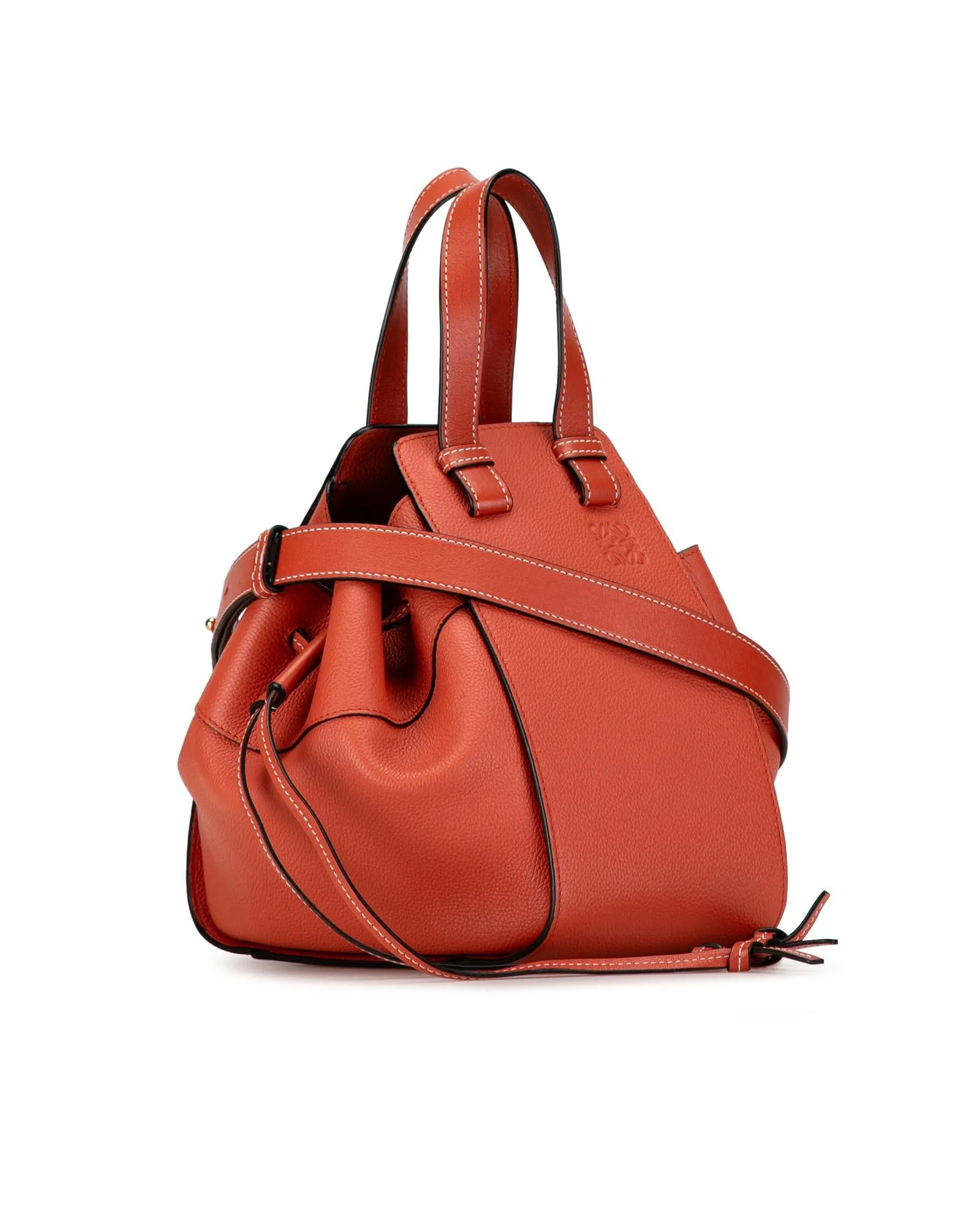 Leather Hammock Satchel with Side Zip Details