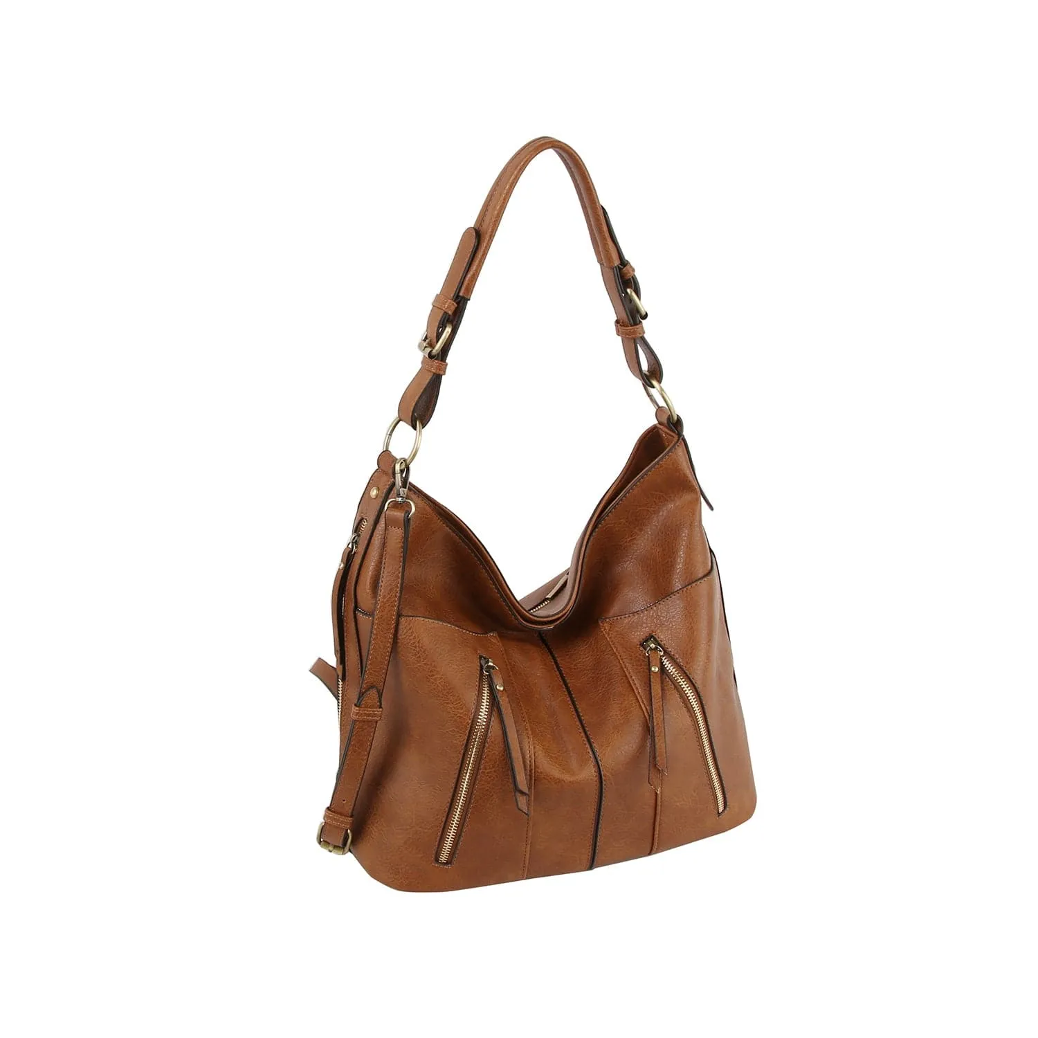 LMD025Z 3 Compartment Zipper Detail Hobo Bag