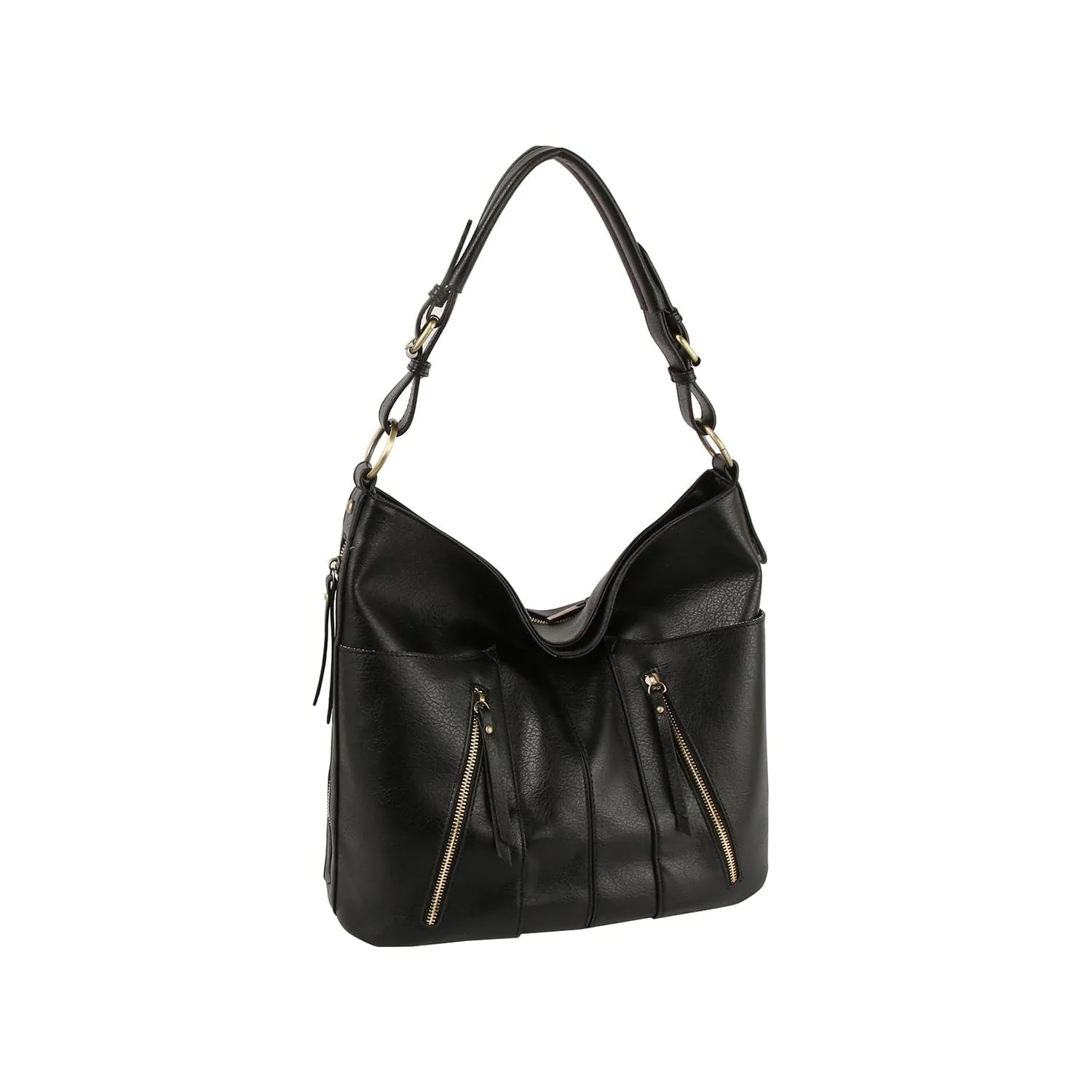 LMD025Z 3 Compartment Zipper Detail Hobo Bag