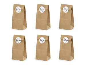 Mini Kraft Paper Bags with Circle Thank You Stickers