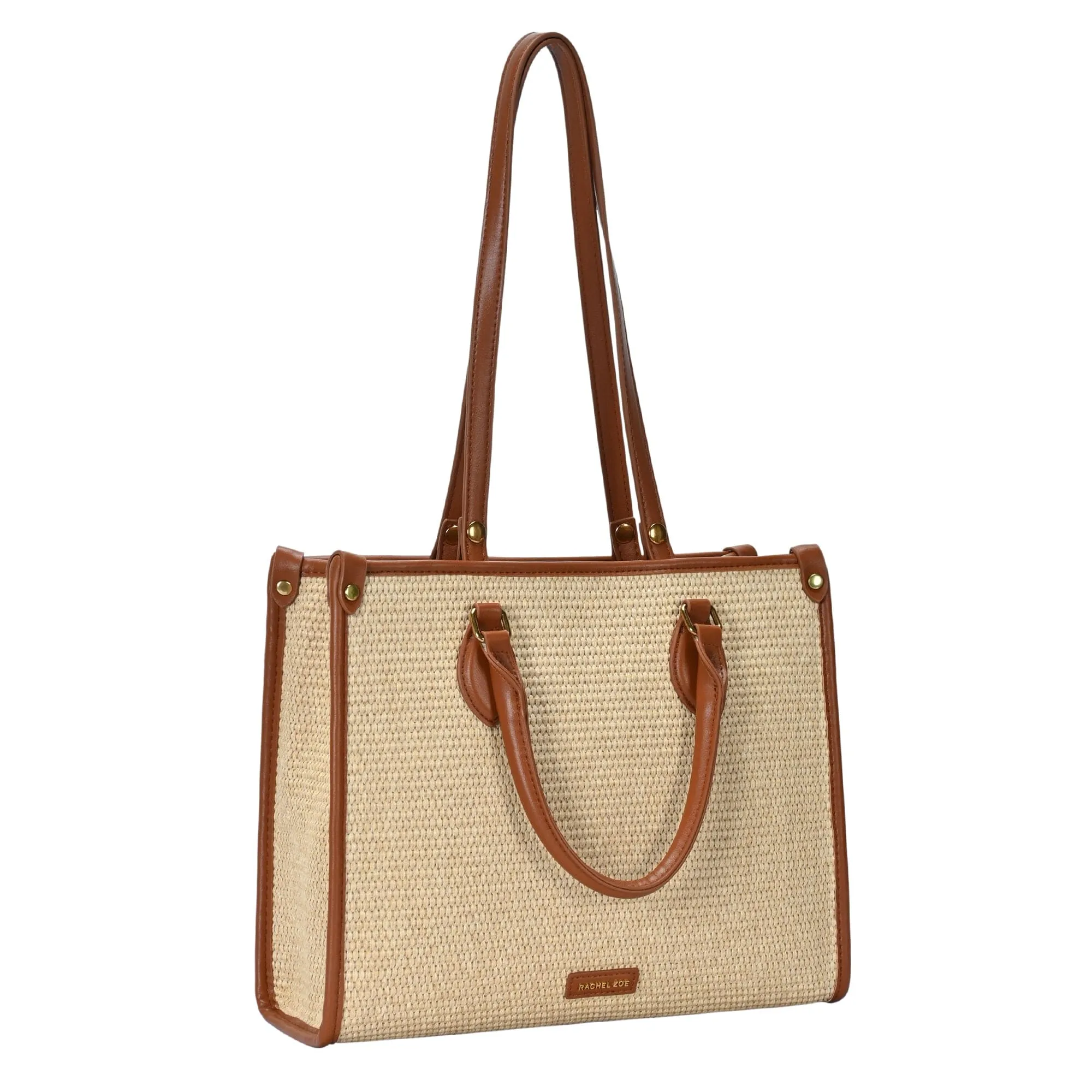 RZ6611 Rachel Zoe Straw Satchel Bag