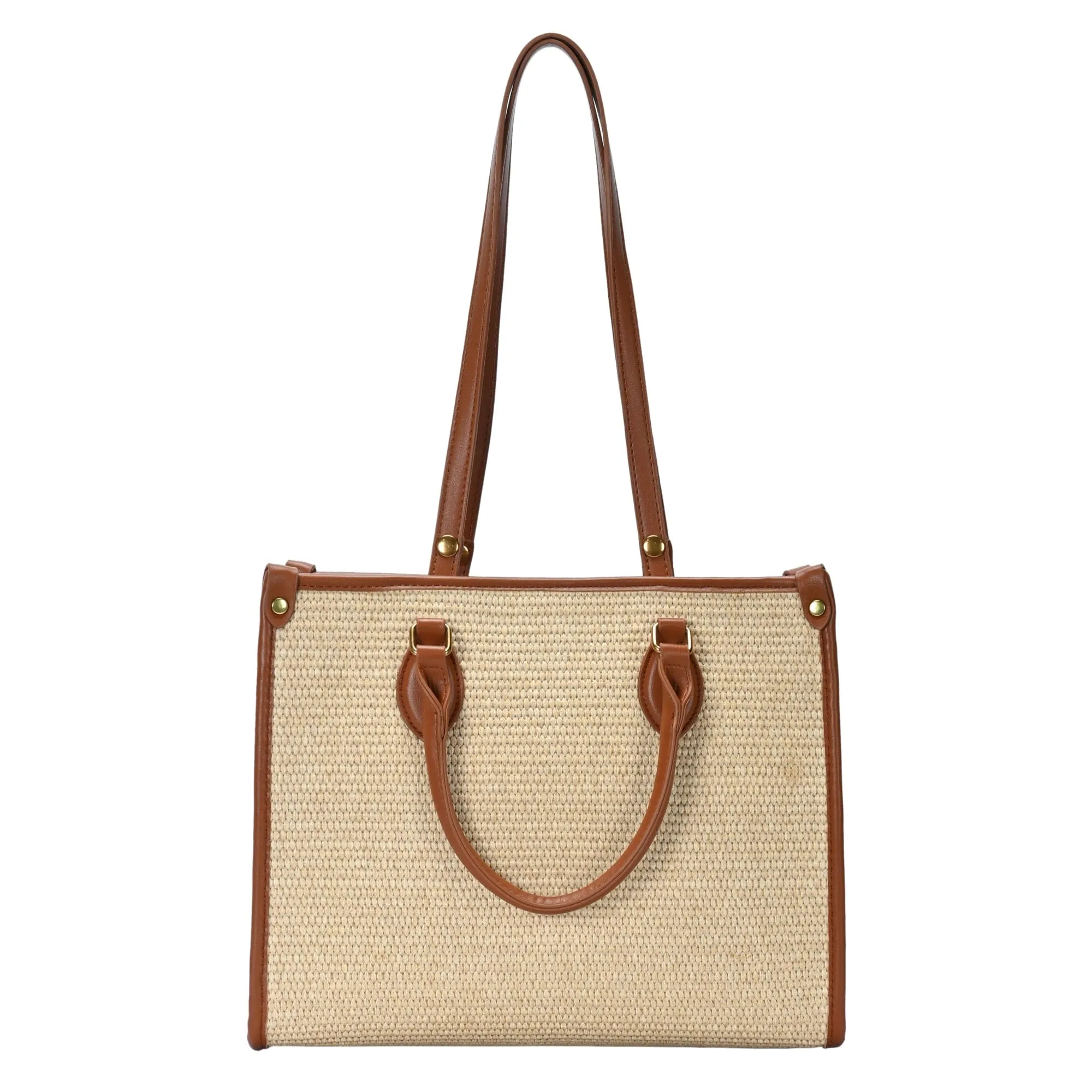 RZ6611 Rachel Zoe Straw Satchel Bag