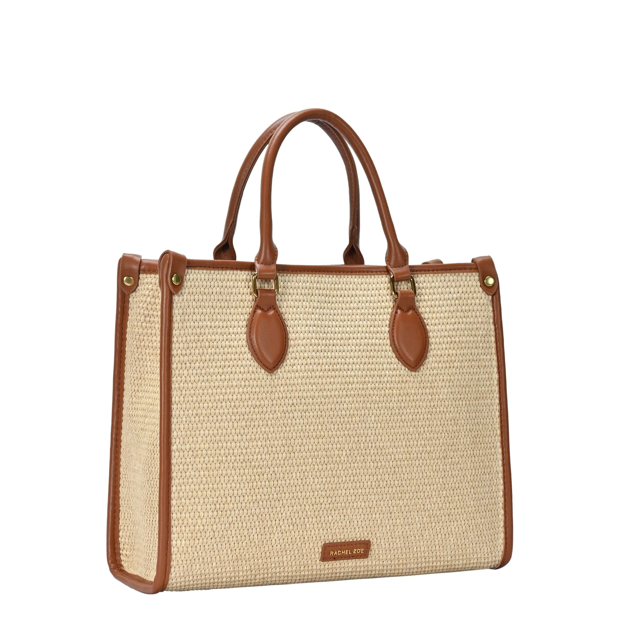 RZ6611 Rachel Zoe Straw Satchel Bag